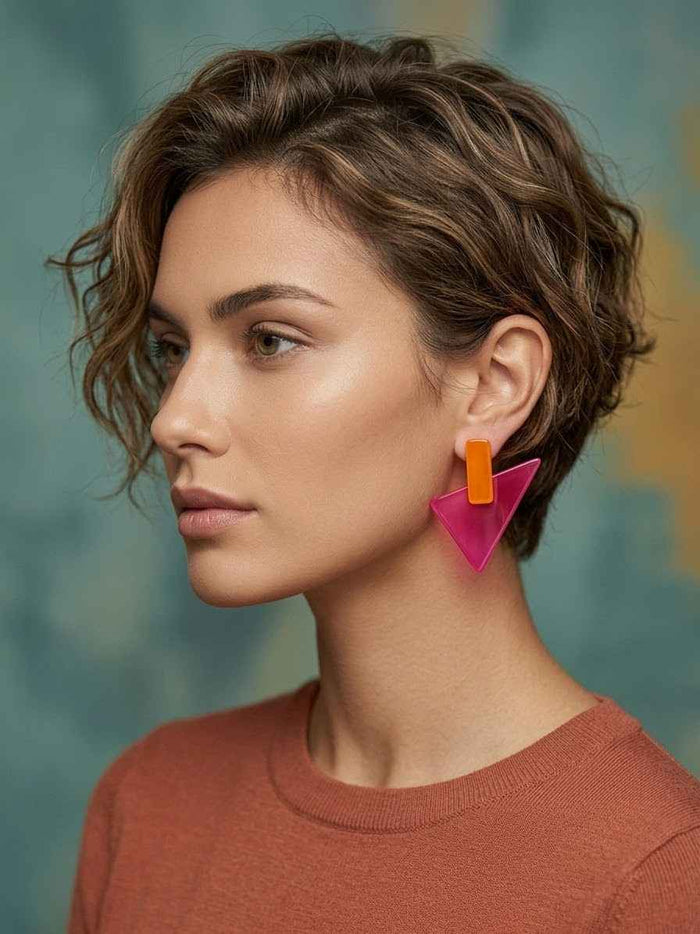 Orecchini artigianali in resina fuxia e arancio, nichel free — Tanti Bacci Style Venezia